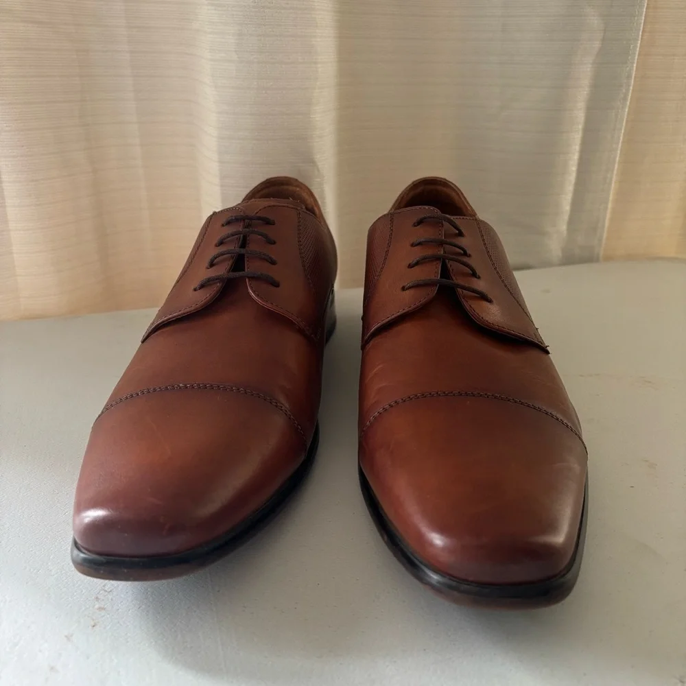 Florsheim Postino Cognac Smooth Leather Cap Toe Derby Dress Shoes 13 D Wedding